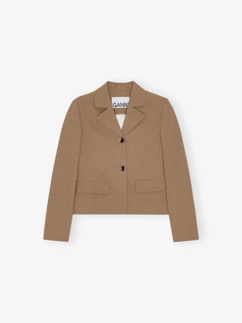 BROWN DRAPEY MELANGE FITTED BLAZER