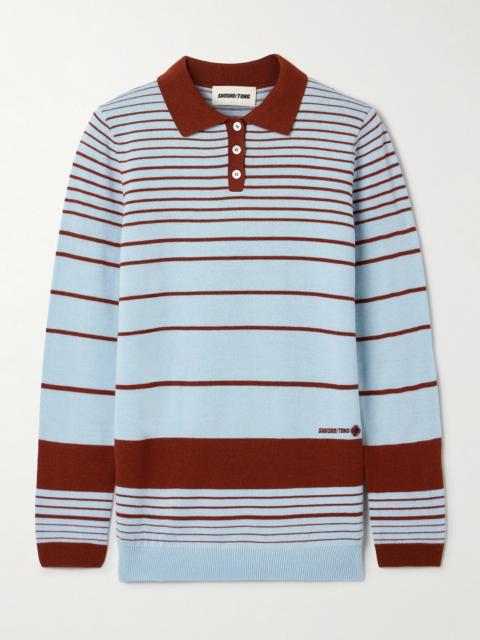 Striped Knitted Polo Sweater