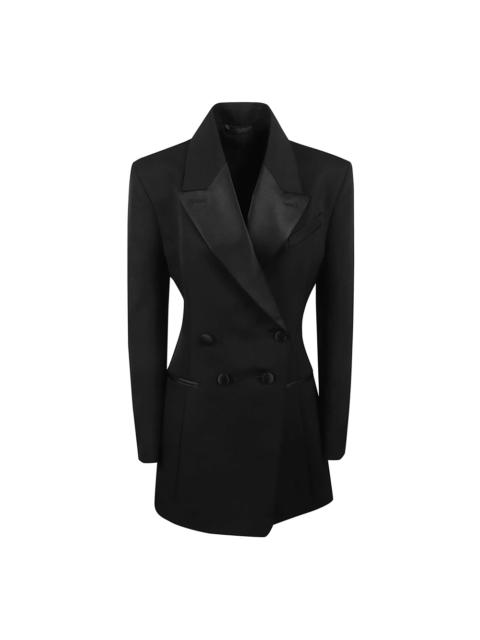 BLACK SMOKING JACKET WITH PLEATED BACK