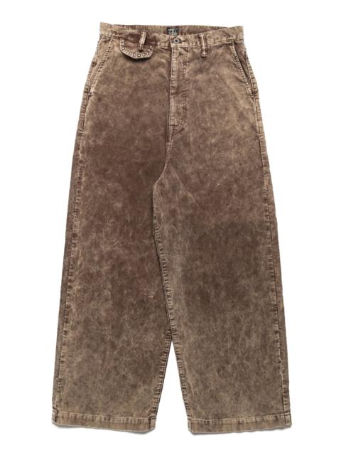 14W Corduroy BOOGIE-DAY PORT Baggy Pants (Dirty Dyed) - Brown