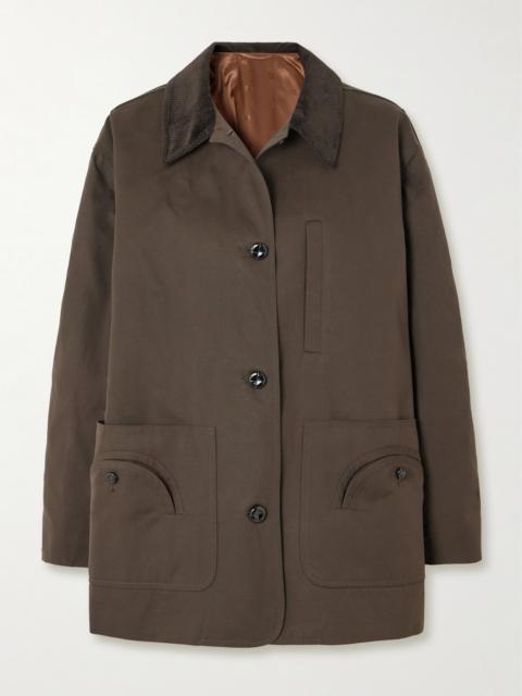 Clelia Corduroy-trimmed Cotton-gabardine Jacket