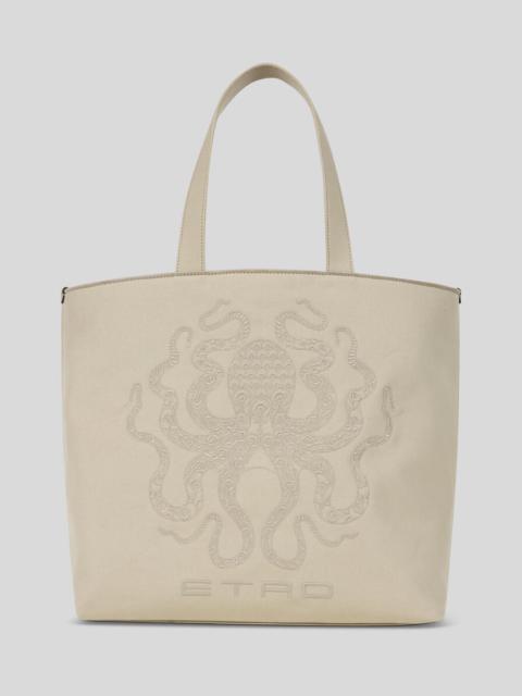 MAXI TOTE BAG WITH OCTOPUS EMBROIDERY