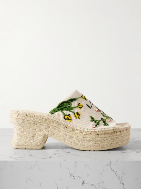 + Paula's Ibiza Petal Embroidered Canvas Platform Espadrille Mules