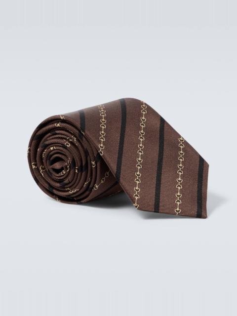 Horsebit silk jacquard tie