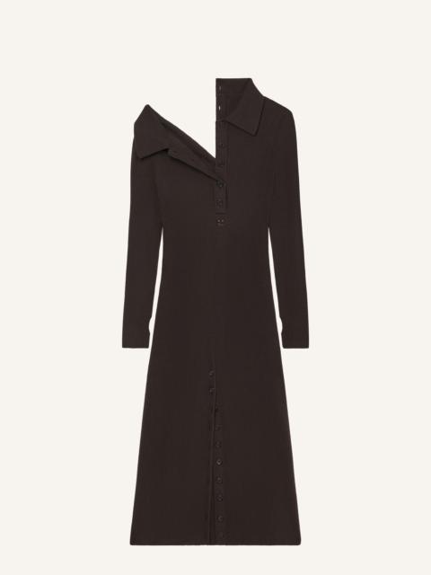 MULTI-BUTTON MIDI WOOL DRESS