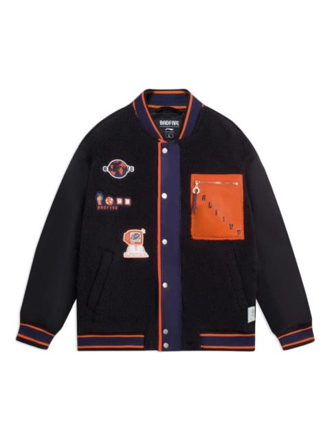 Li-Ning BadFive Graphic Baseball Jacket 'Black' AFDSA73-2