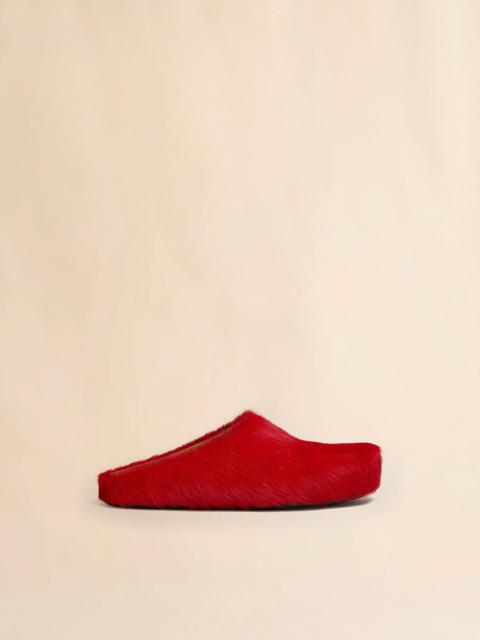 RED LONG-HAIR CALFSKIN FUSSBETT SABOT
