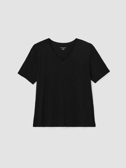 Organic Cotton Slubby Jersey V-Neck Tee