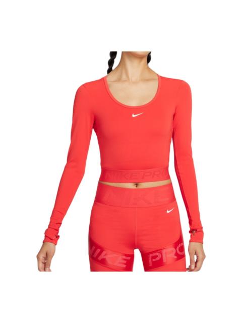 (WMNS) Nike Pro Dri-Fit Cropped Long-Sleeve Top 'Light Crimson' HV9993-633