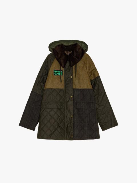 GANNI X BARBOUR SHORT BURGHLEY QUILTED WAX JACKET