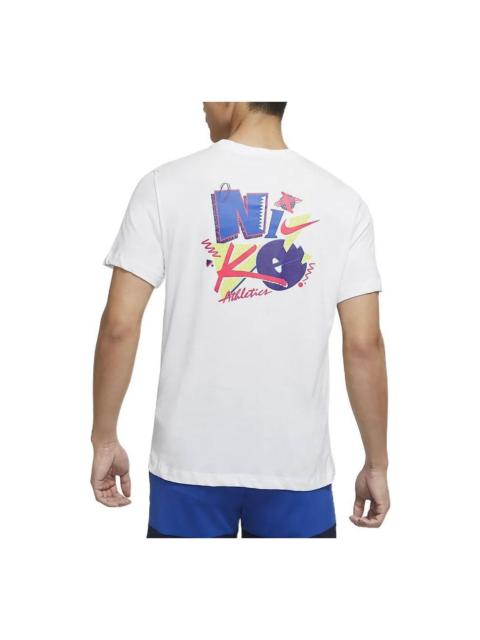 Men's Nike Back Alphabet Logo Round Neck Short Sleeve White T-Shirt DM6260-100