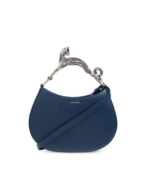 cat-handle leather tote bag