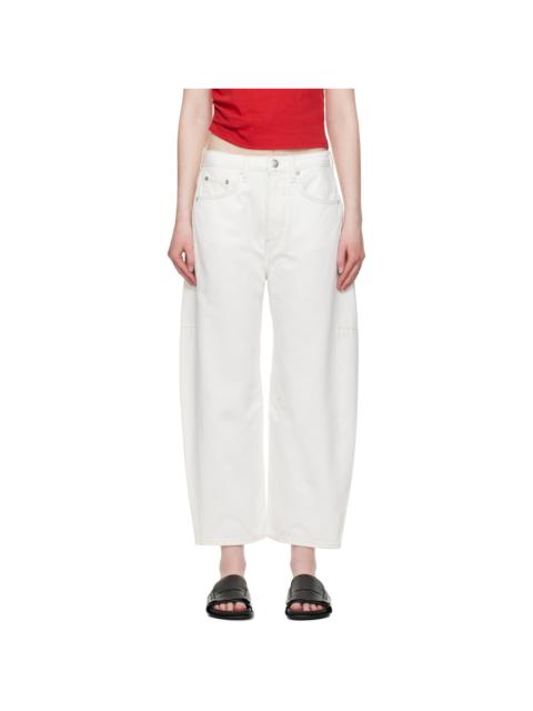 White Charlie Ankle-Length Barrel Jeans