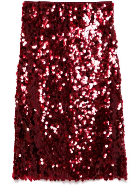 Paillette Bias midi skirt