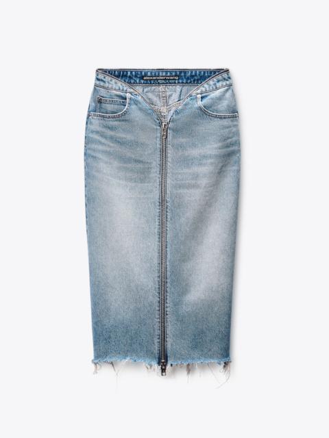 Zip Waistband Dipped V Skirt