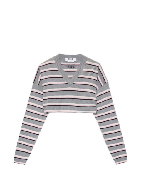 striped V-neck knitwear