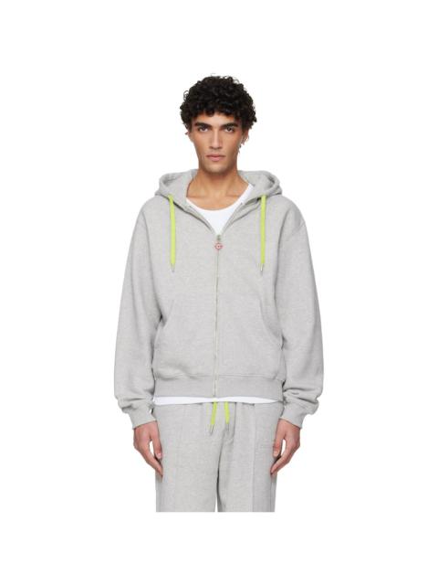 Gray Cashmere Blend Zip‑Up Hoodie