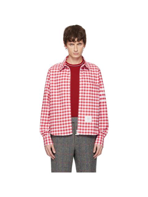 Red 4-Bar Gingham Check Flannel Shirt