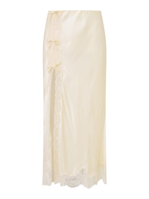 Calder Silk-Blend Midi Skirt ivory