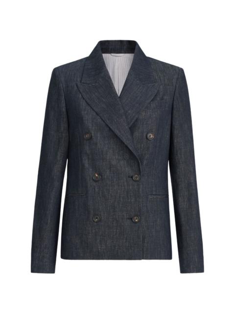cotton denim-effect twill blazer with monili