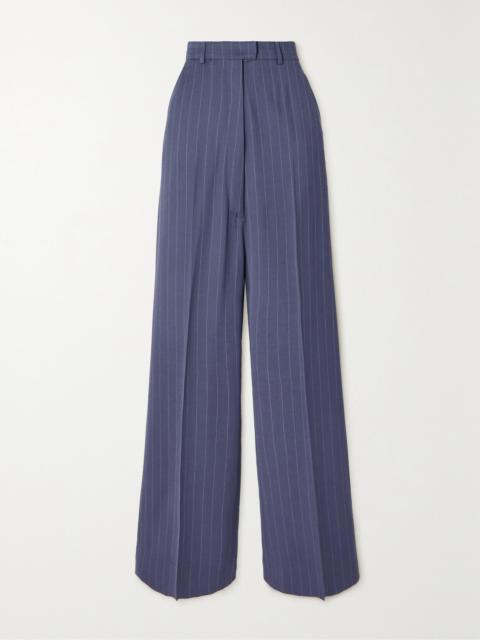Pinstriped Woven Wide-leg Pants