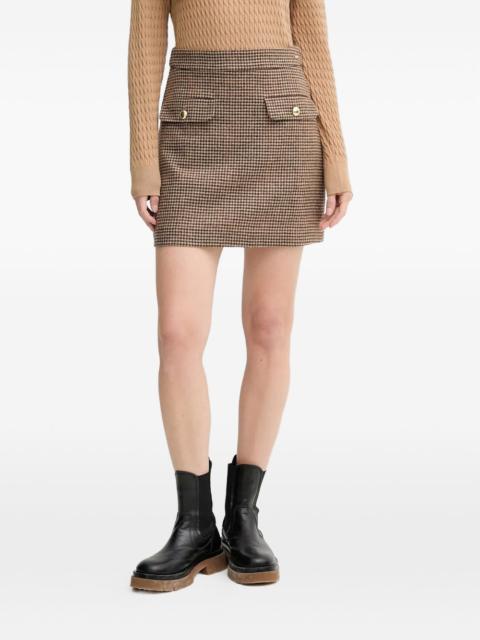 Sophia flap-pocket houndstooth mini skirt