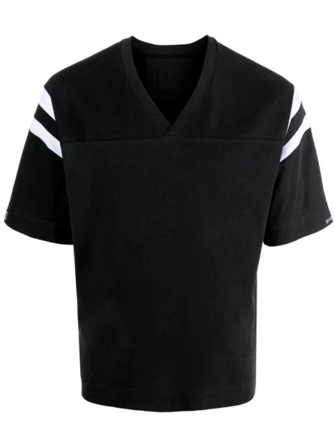 panelled V-neck cotton T-shirt