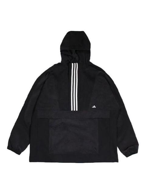 adidas Half-zipped Hooded Windproof Sports Woven Jacket Men's Black GM4443