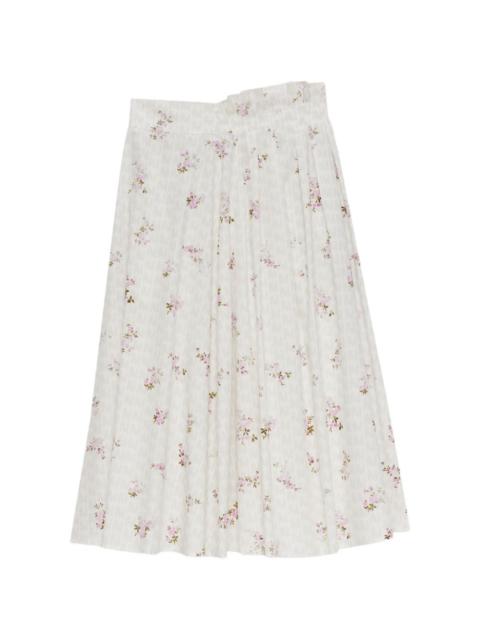 floral-print midi pleated skirt