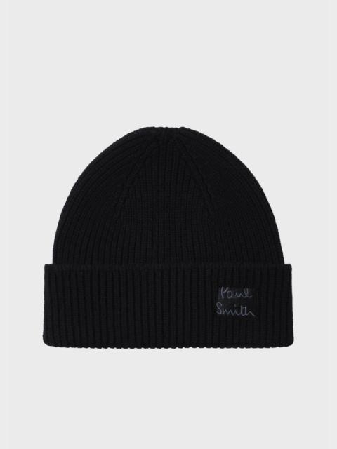 Black Cashmere-Blend Beanie