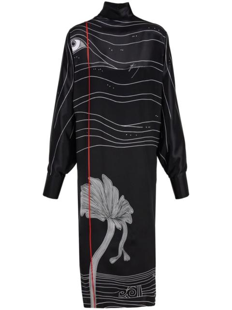 Spirit print satin dress