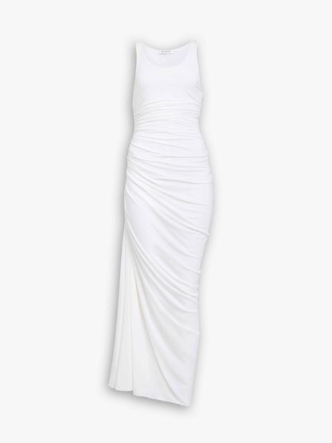 SOFT JERSEY ASYMMETRICAL GATHERED DRESS