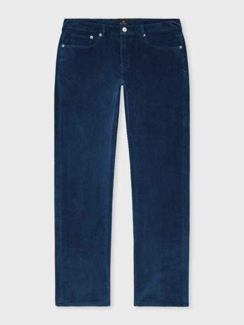 Relaxed Tapered-Fit Dark Blue Corduroy Trousers