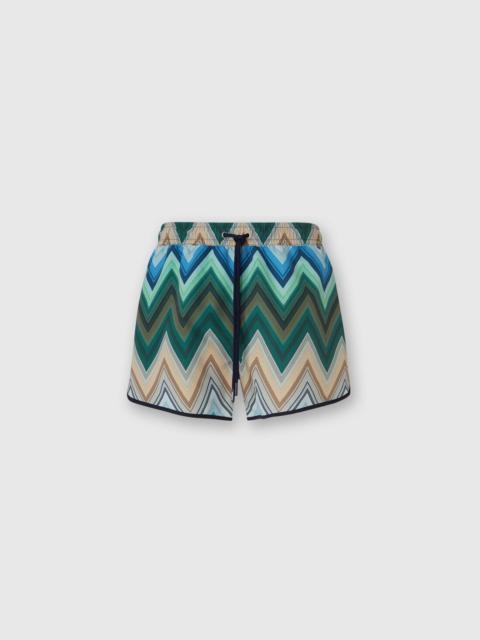 Swim shorts with macro zigzag print