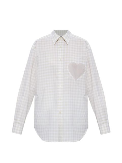 heart-motif check-pattern shirt