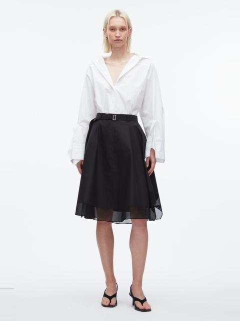 Belted Flounce Skirt with Chiffon Combo