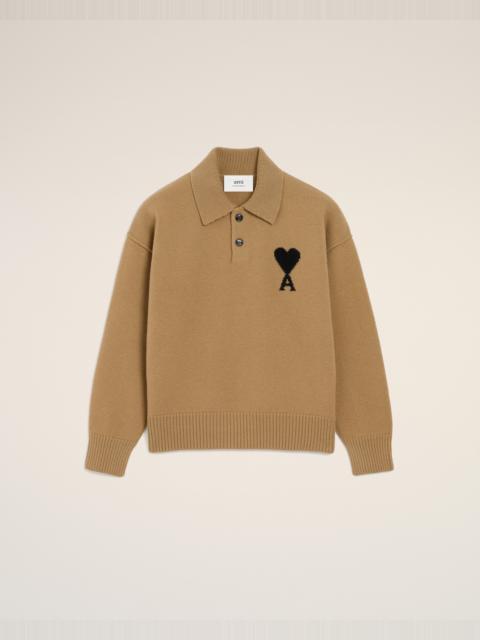 BROWN WOOL AMI DE COEUR POLO