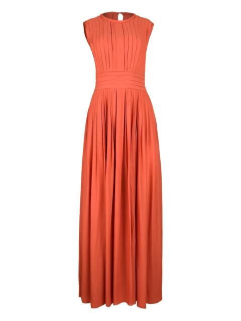 pleated full skirt maxi dress