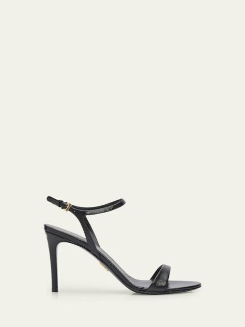 85mm Saffiano Leather Ankle-Strap Sandals