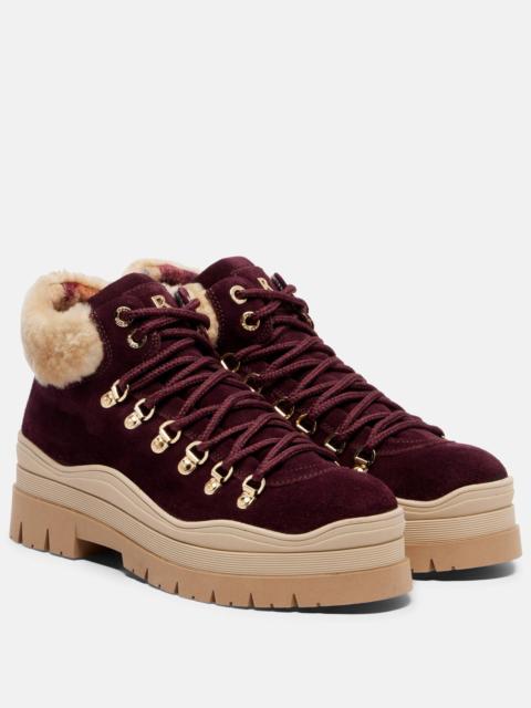 Arosa shearling-lined suede lace-up boots
