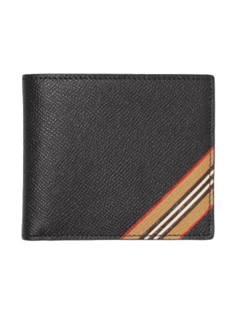 Burberry Icon Stripe Leather International Bifold Wallet Black