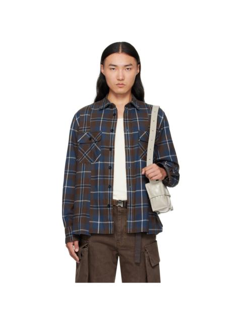 Brown & Blue Plaid Flannel Shirt