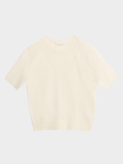 Honeycomb Alpaca-Knit T-Shirt Sweater