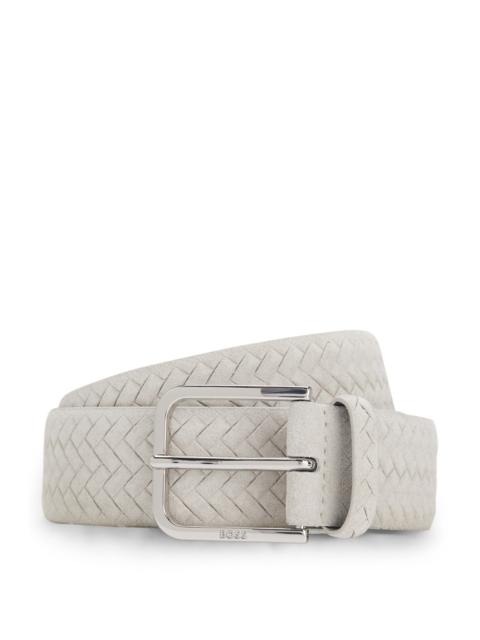 LOGO-BUCKLE BELT IN WOVEN SUEDE