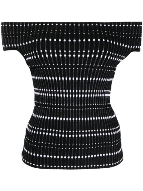 open-knit off-shoulder top