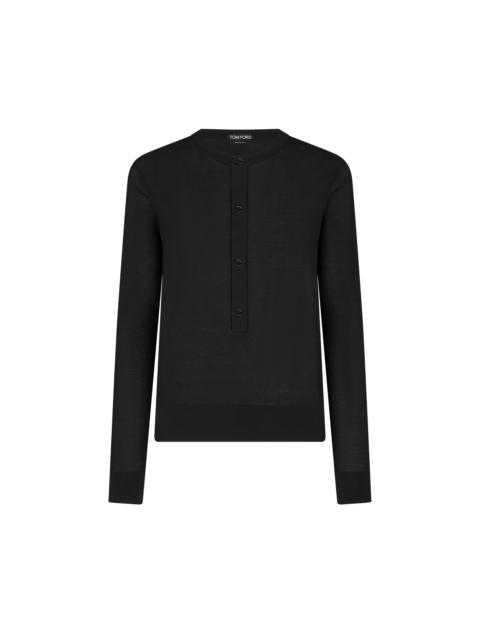 SILK VISCOSE RIB HENLEY