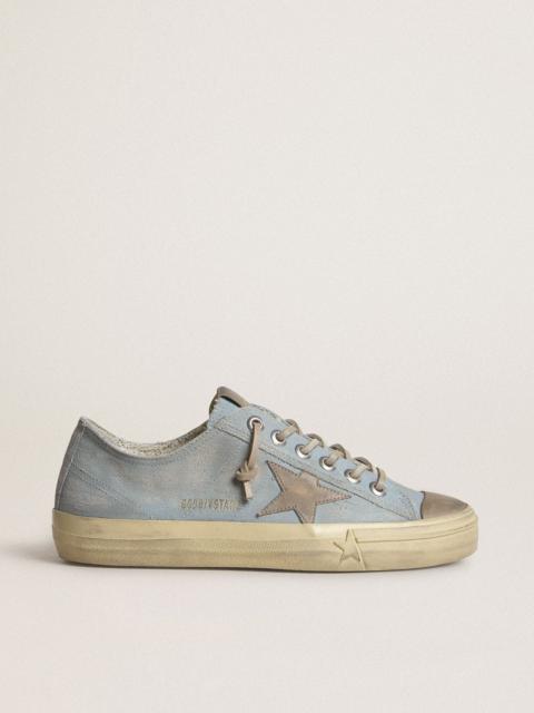 Women's V-Star in light blue canvas with dove-gray leather star