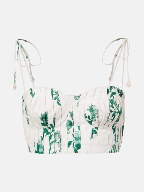 Moringa floral pleated cotton crop top
