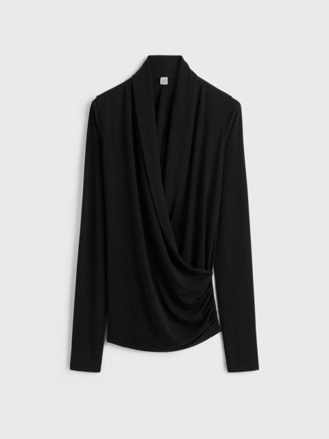 Overlapped jersey top black