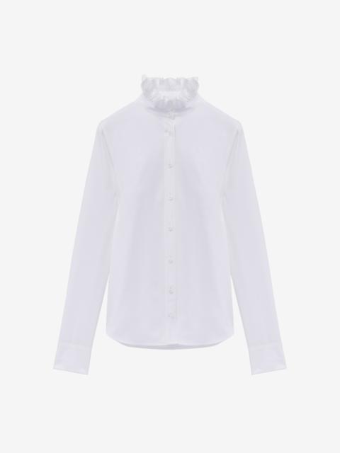 Ruffle Neck Poplin Shirt